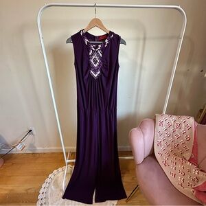Solemio | Purple Beaded Jumpsuit Size L